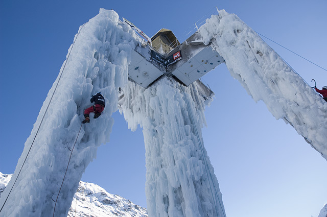 Ice Climbing in the Gorzderette at Champagny-le-Haut, France.